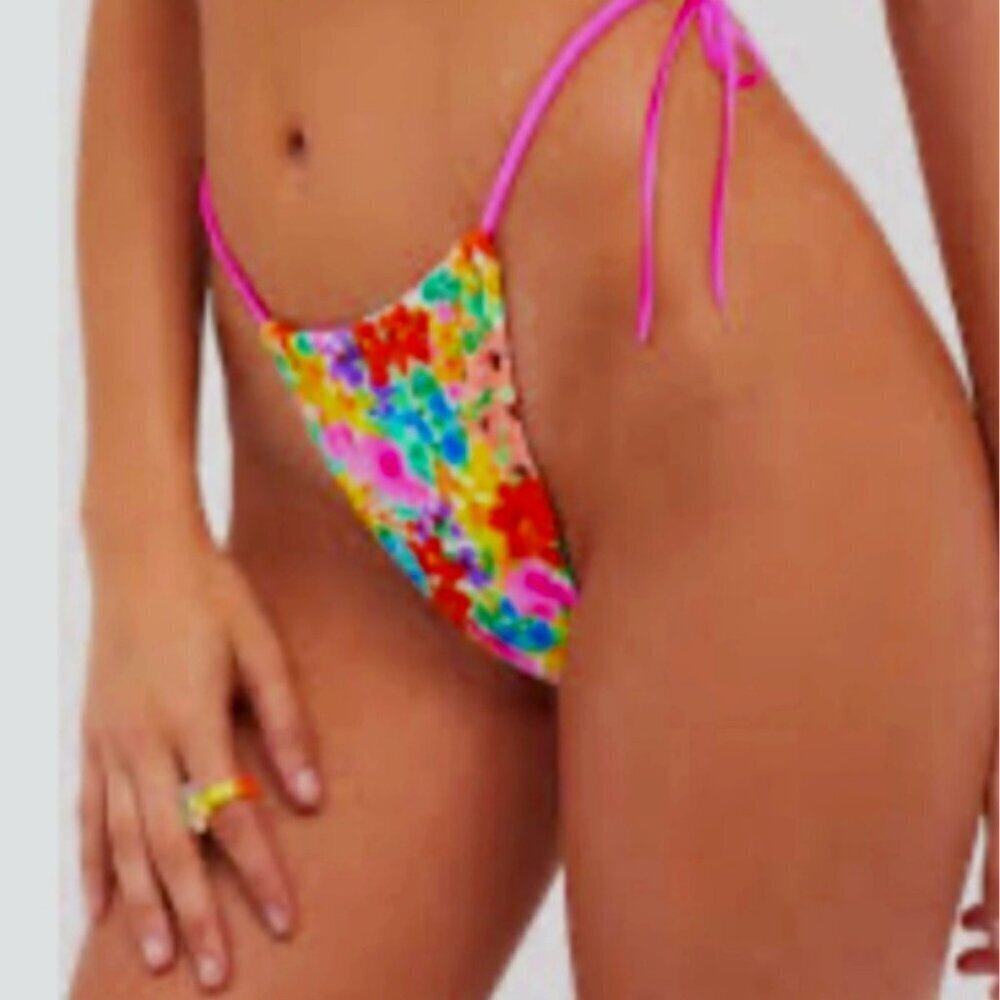 New! For Love & Lemons Swimwear Merrill Bikini Bottoms Floral Print 1616